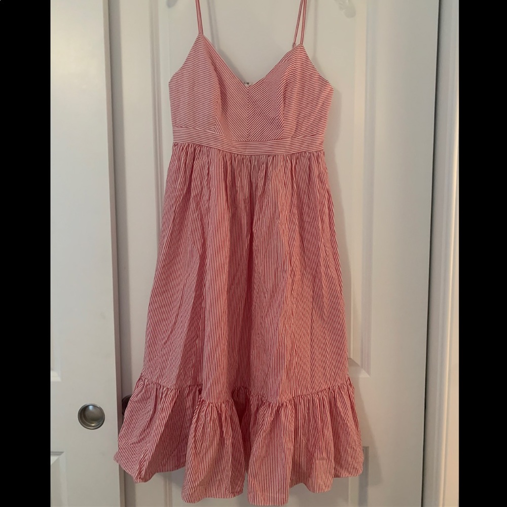 JCrew Pinstripe Drapey Spaghetti Strap Dress